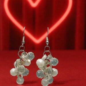 Elegant Handcrafted Silver and White Cluster Earrings